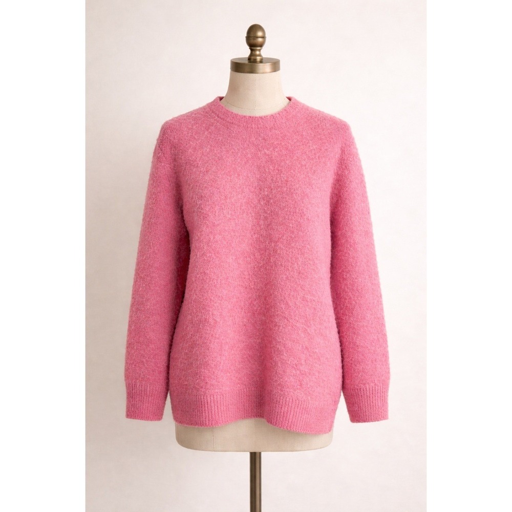Helmut Lang Brushed Wool Alpaca Sweater Pink Flamingo Nubby Crewneck L
